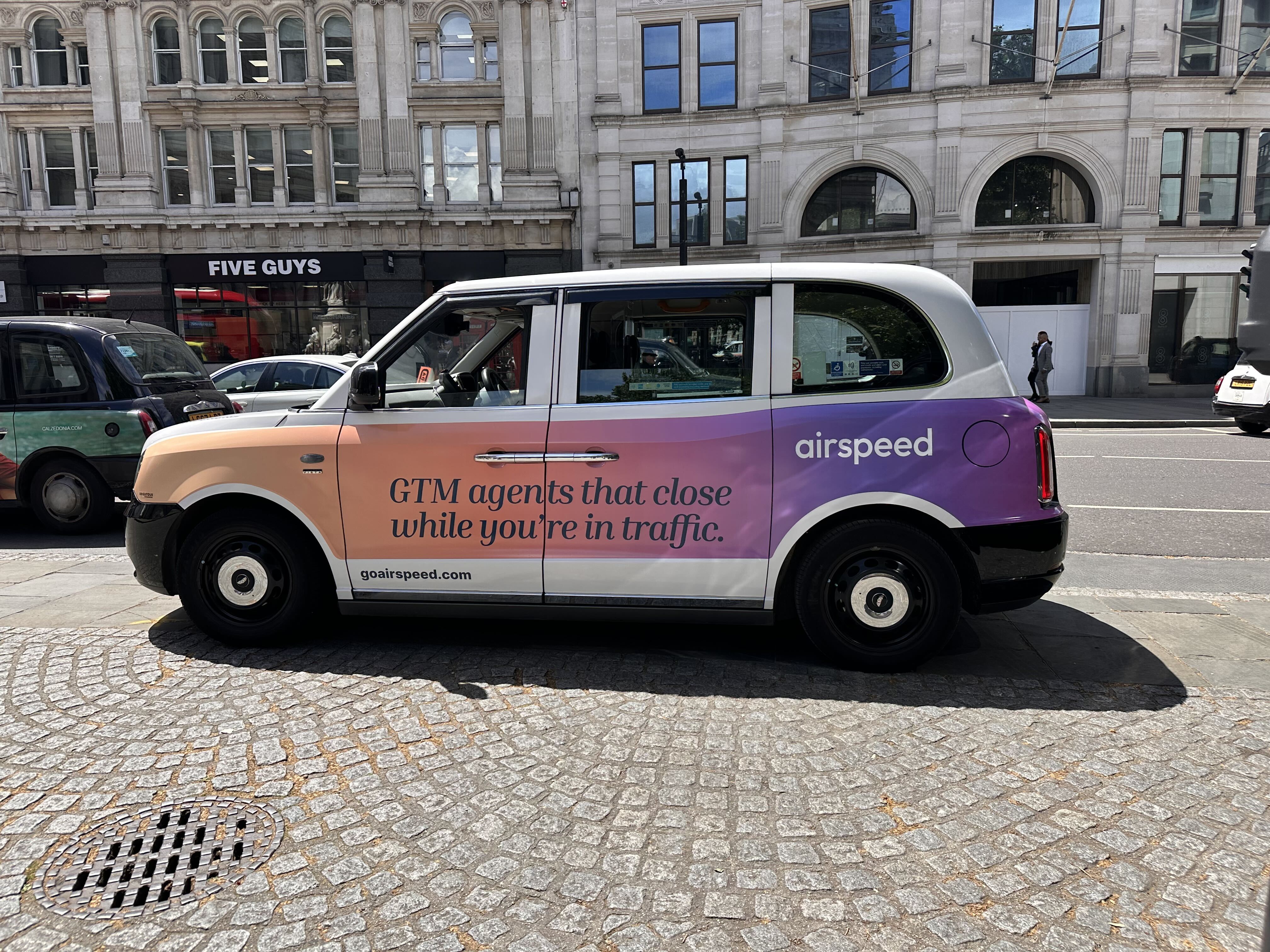 Taxi Ribbon in London celebrating Airspeed's Series A