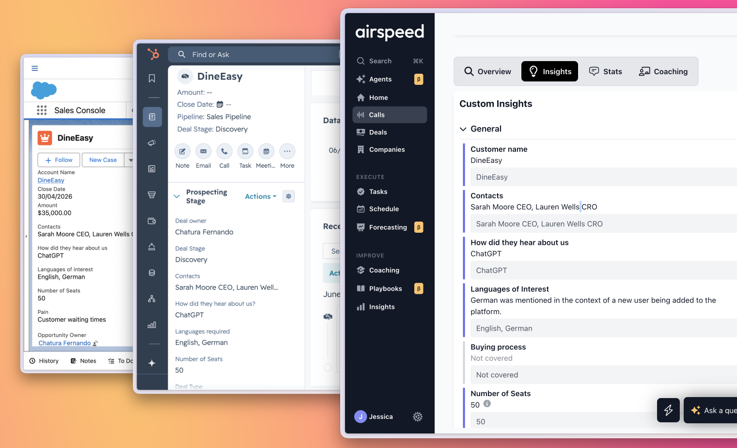 Airspeed orchestration — CRM auto-fill